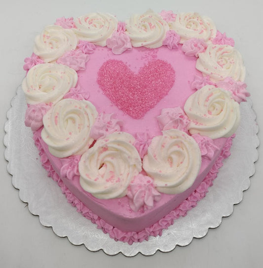 8" 1-Layer Decorated Heart Shaped Cake (local delivery or pick-up only)