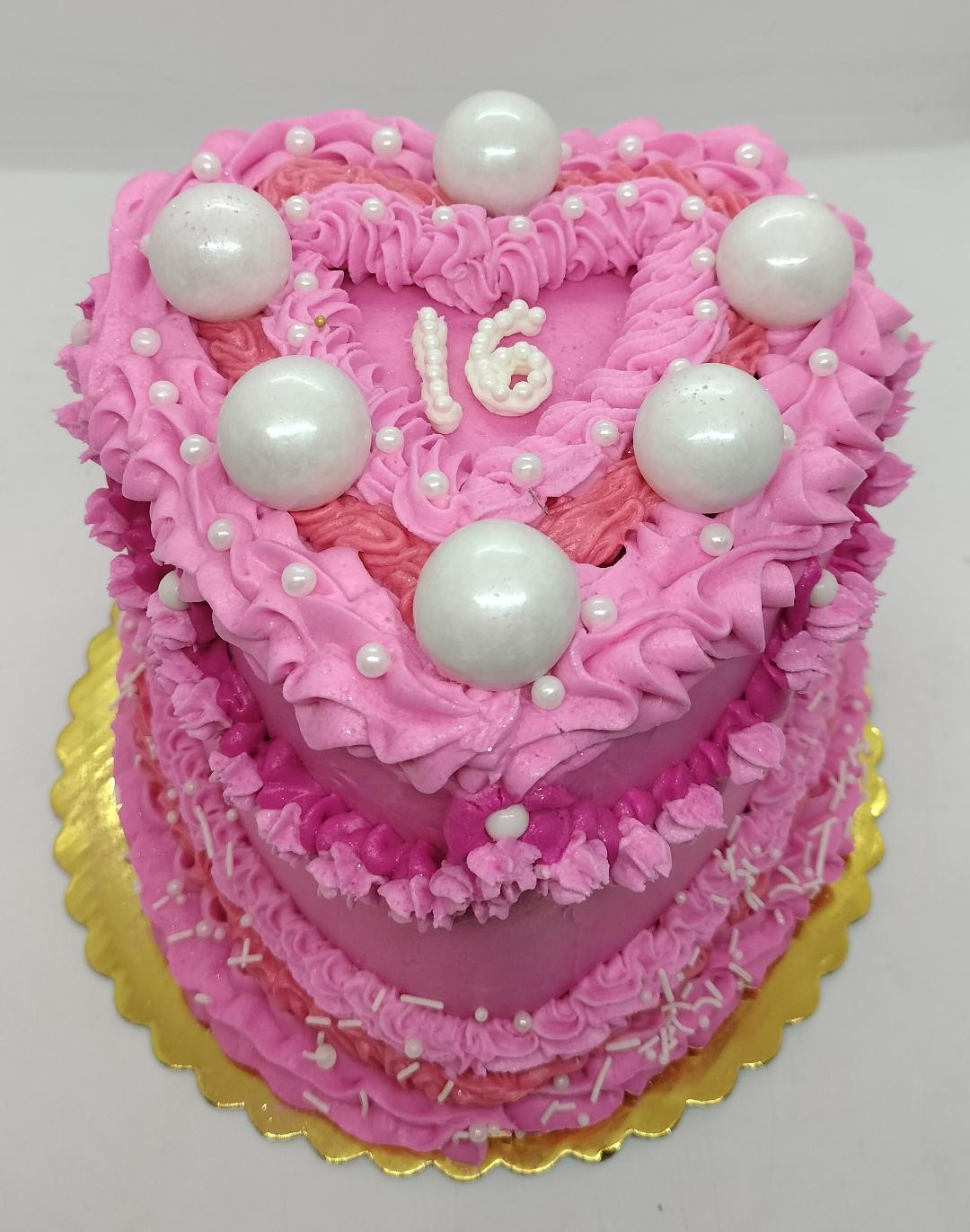 6" 3-layer Decorated Heart Shaped Cake (local delivery or pick-up only)