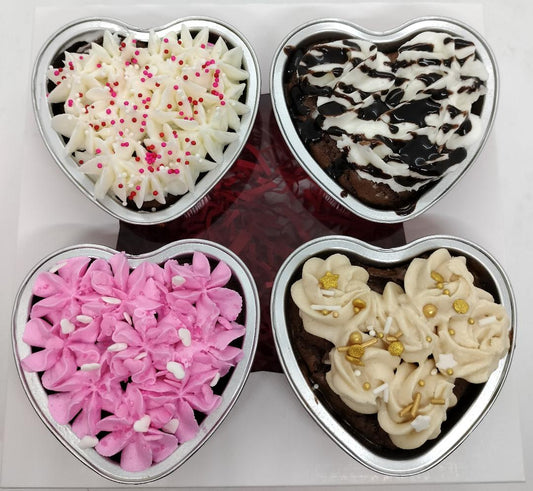 Individual Brownies or Cake in a Heart-Shaped Tin - 4-pack (local delivery or pick-up only)