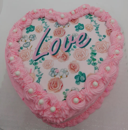 8" 2-Layer Decorated Heart Shaped Cake (local delivery or pick-up only)