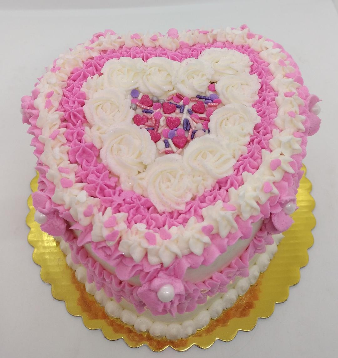 6" 3-layer Decorated Heart Shaped Cake (local delivery or pick-up only)